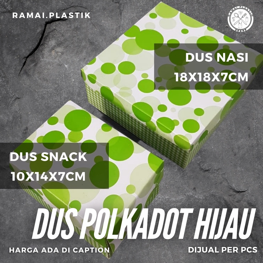 Dus Nasi uk 18x18cm motif polkadot hijau model TUTUP PISAH