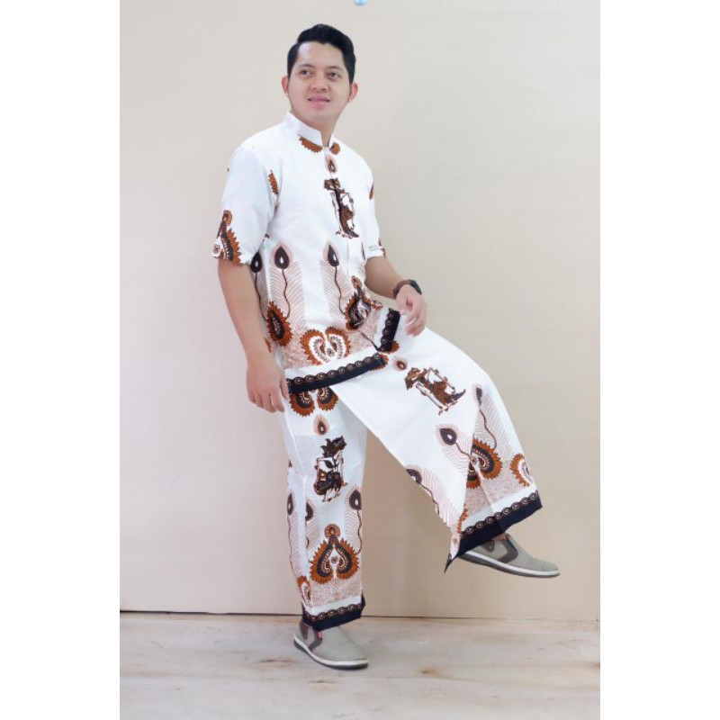 setelan sarung baju Koko dewasa jokowi putih