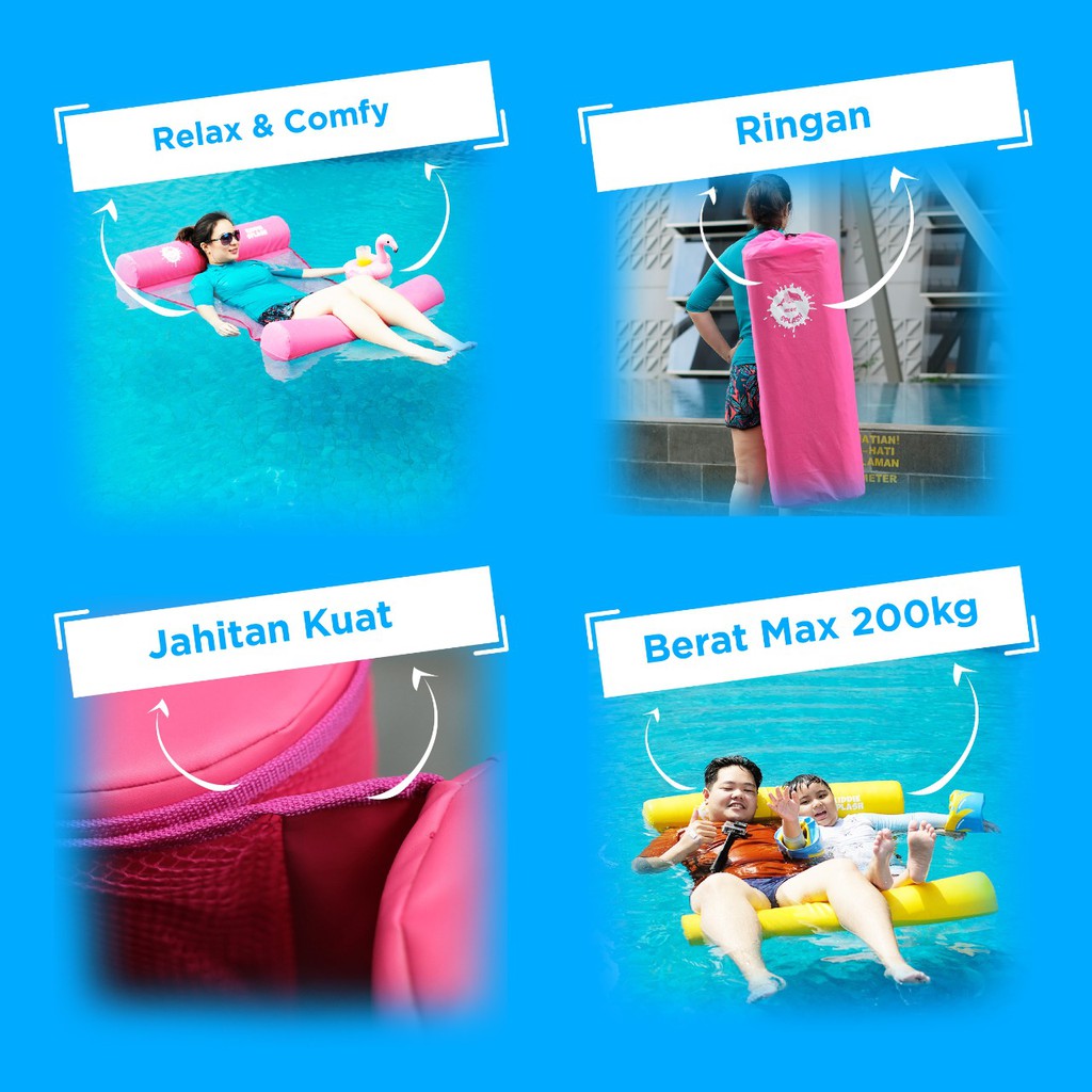 Kasur Air Pelampung Renang | Floating Water Hammock | Matras Renang KIDDIE SPLASH Busa Anti Bocor