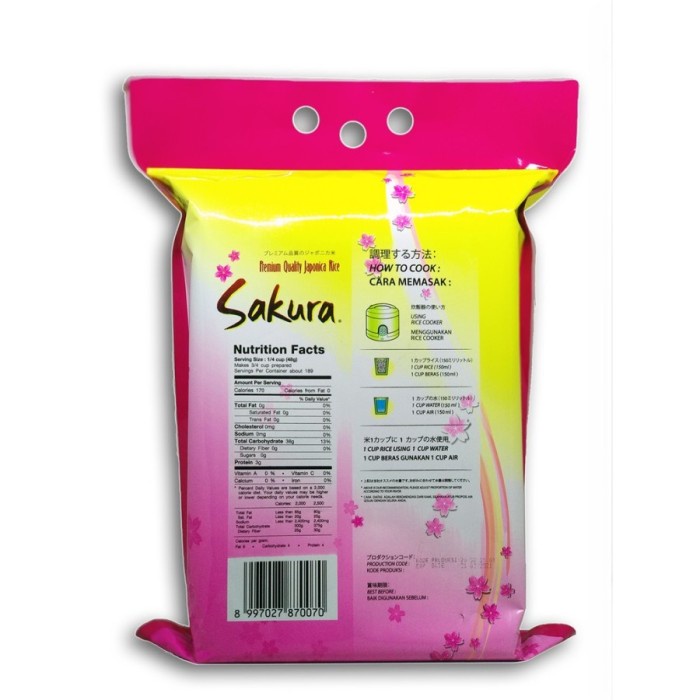 

Sakura Rice 5kg Beras Sushi Jepang Pulem
