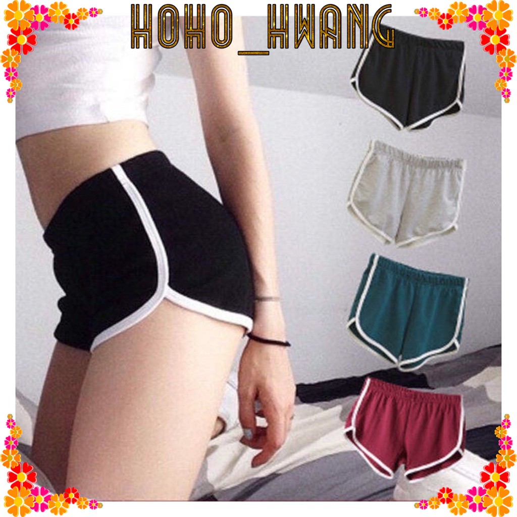 READY HOHO_HWANG (C-54)Celana Pendek Sport Skinny Pinggang Karet untuk Gym / Yoga / Musim Panas RA51