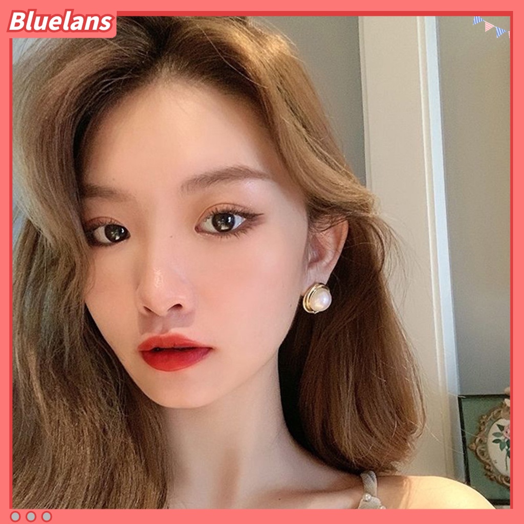 1 Pasang Anting Stud Hias Mutiara Tiruan Gaya Korea Untuk Hadiah Ulang Tahun