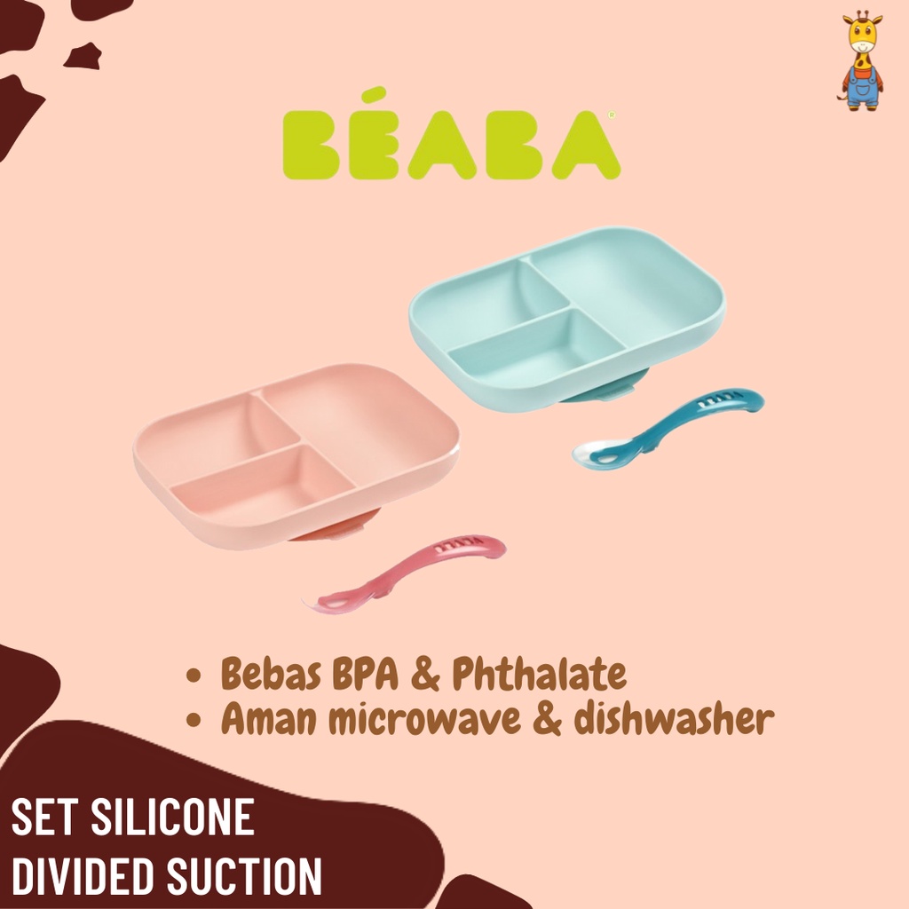 Beaba Set Silicone Divided Suction - Silicone Meal Set With Suction Pad