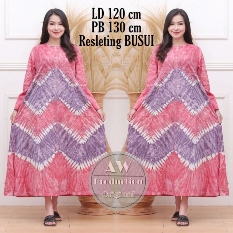 0Daster Kaos Batik Jumbo Busui Abstrak Tie Dye Jumputan Lengan Panjang Jumbo Batik