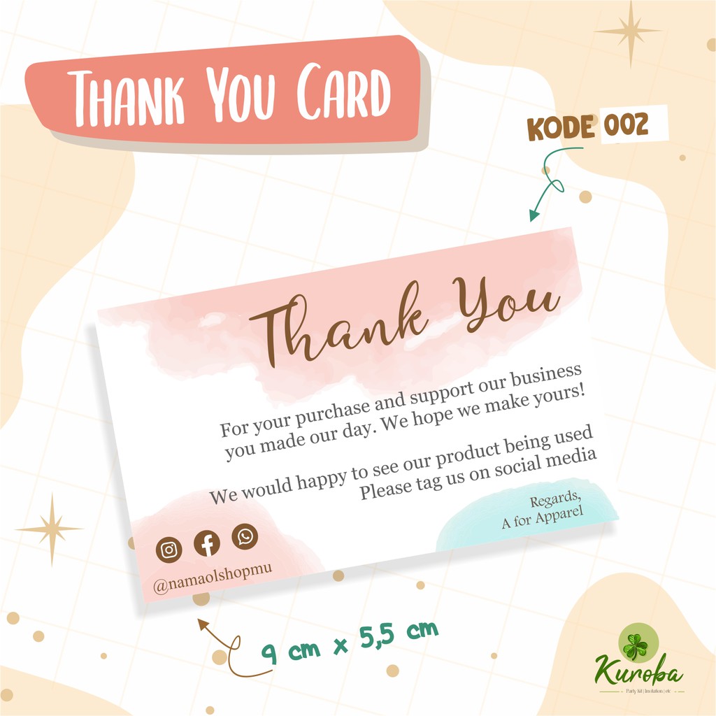 Jual Thank You Card Olshop Kartu Ucapan Terimakasih Shopee Indonesia
