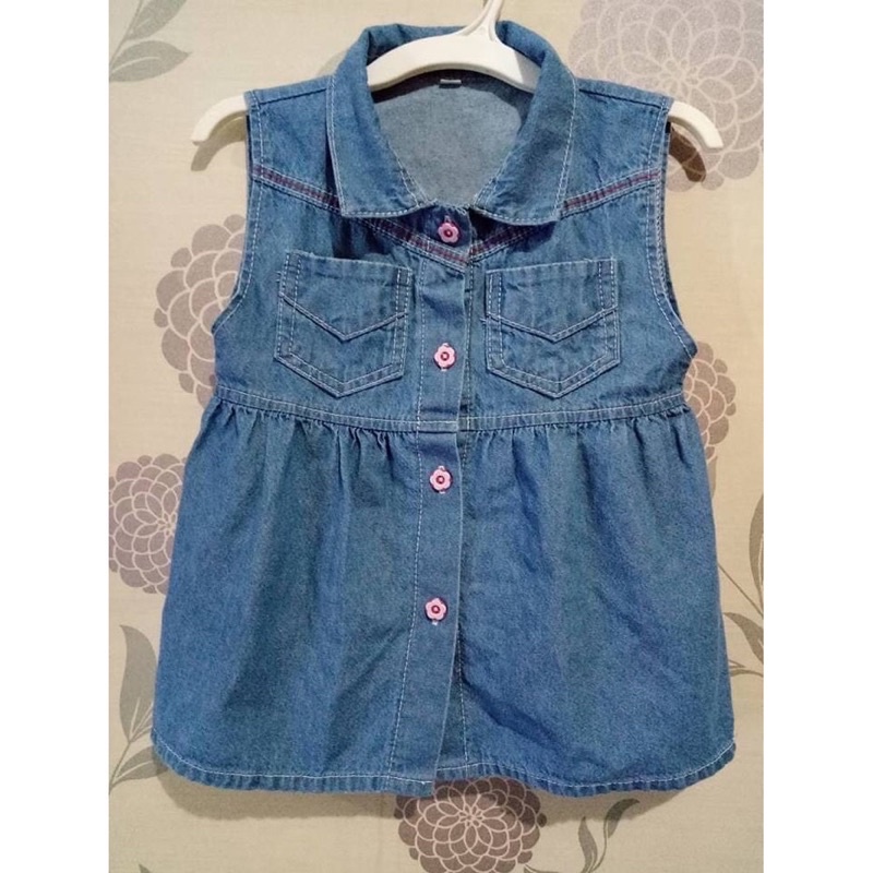 DK Dress Kerah Soft Jeans Bayi Anak / Dress Kutung Anak Perempuan