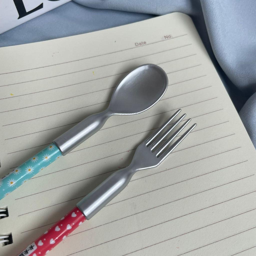 PENSIL SUSUN BENTUK SENDOK GARPU MOTIF BUNGA-BUNGA SUPER UNIK TERMURAH PENSIL 2B SUSUN MODEL ALAT MAKAN LUCU IMPOR QUALITY