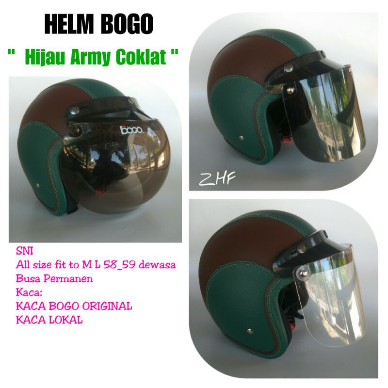 HELM BOGO HIJAU ARMY COKLAT