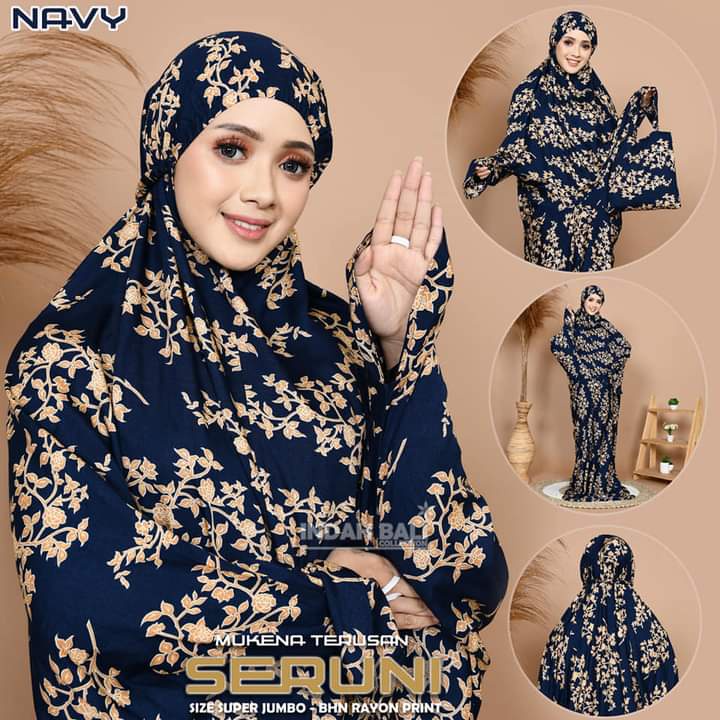 Mukena Terusan Dewasa Jumbo Bahan Rayon Motif Kekinian Seruni Indah Bali