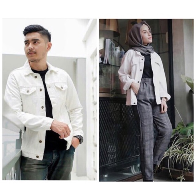 Jaket jeans oversize PUTIH (WHITE ) unisex