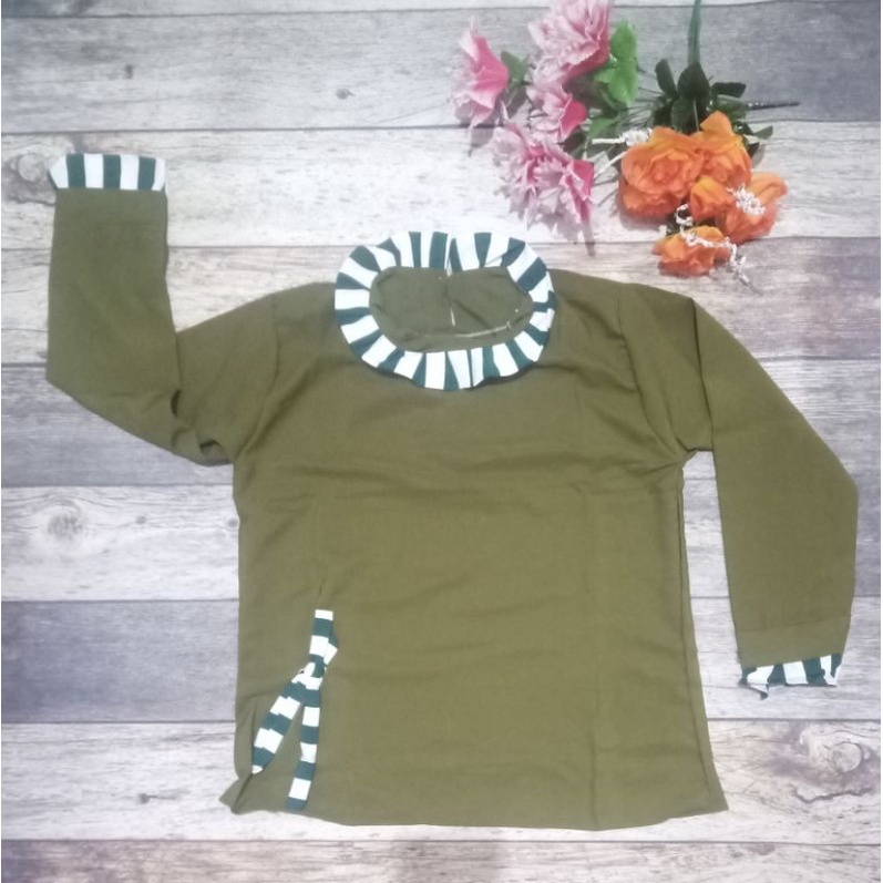 Blouse Kemeja Atasan Wanita Army Strip