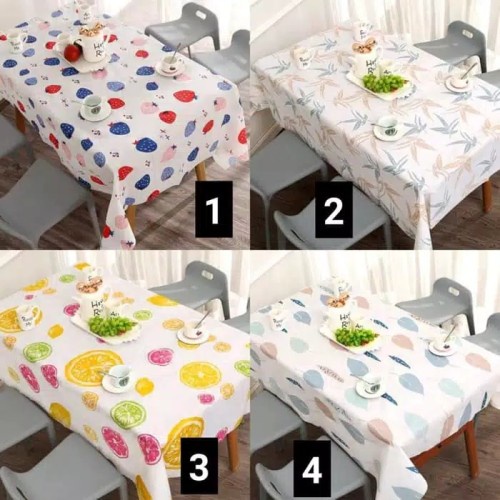 Taplak Meja Makan Rumahan Persegi Motif Modern Anti Minyak dan Anti Air Anti Licin Tahan Lama/Taplak Meja Motif Gambar Variatif Bentuk Kotak Bahan PEVA Awet