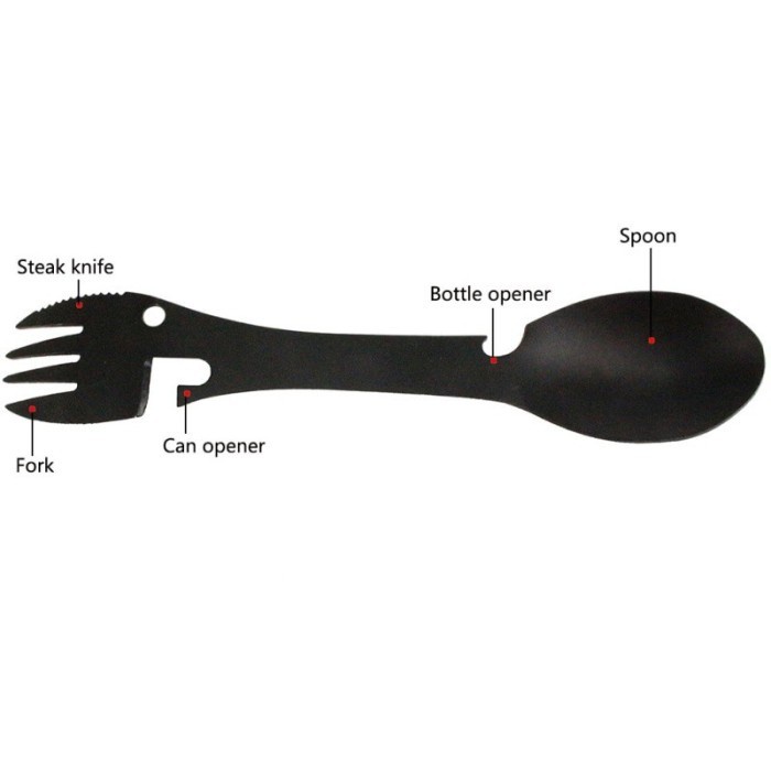 Sendok Garpu Pisau Bottle Opener Multifungsi EDC Tools Spoon Spork