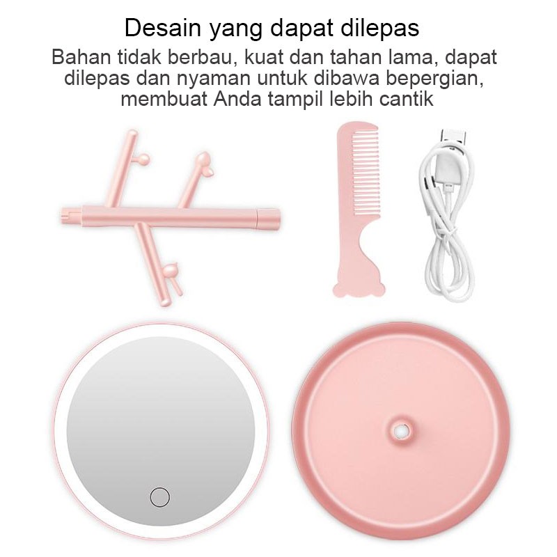 Cermin Make up -Gratis 1 kabel USB dan sisir portable/rias/HZ002-1 LED