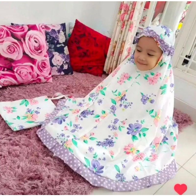 Mukena Anak , Mukena Kain Katun , Mukena Motif , Mukena Anak Motif