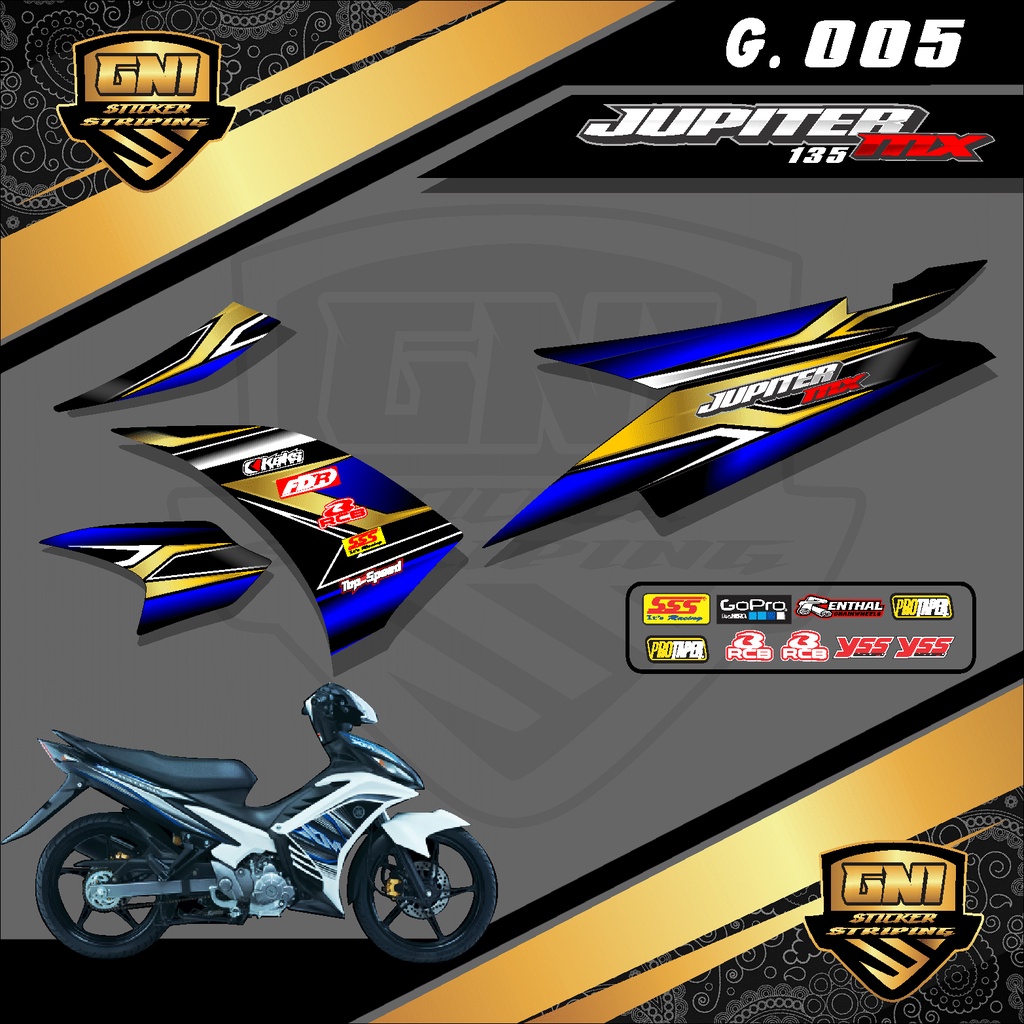 [PROMO] Sticker Striping Lis Semi Full Variasi Motor Yamaha JUPITER MX 135 NEW Desain Racing Road Ra