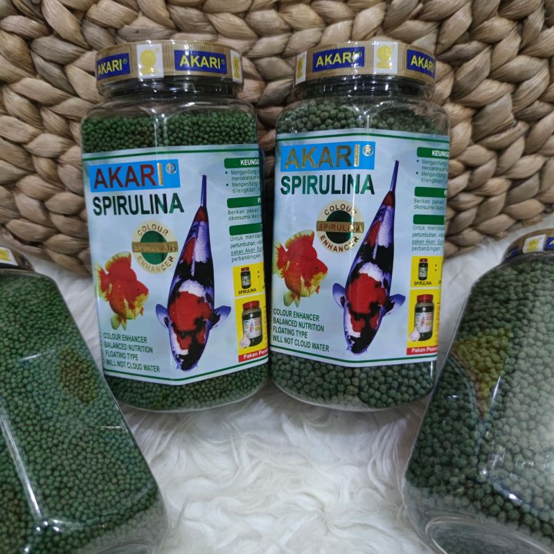 Akari Spirulina 300 gram. Pakan Ikan Koi, Ikan Koki