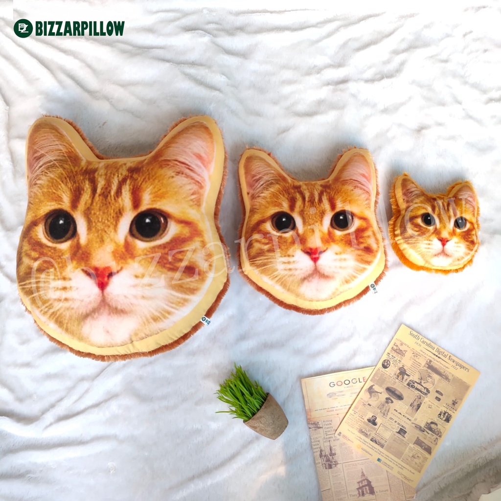 Bizzarpillow Bantal Kepala Kucing Rasfur size S BZ050