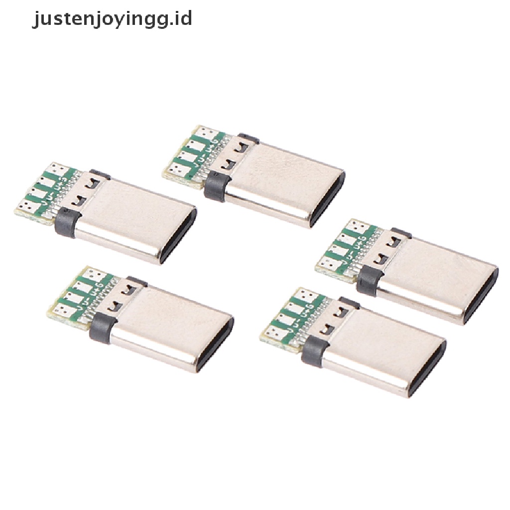 5pcs / Set Soket Konektor Plug Solder USB 3.1 Tipe C Male DIY Untuk PC Board