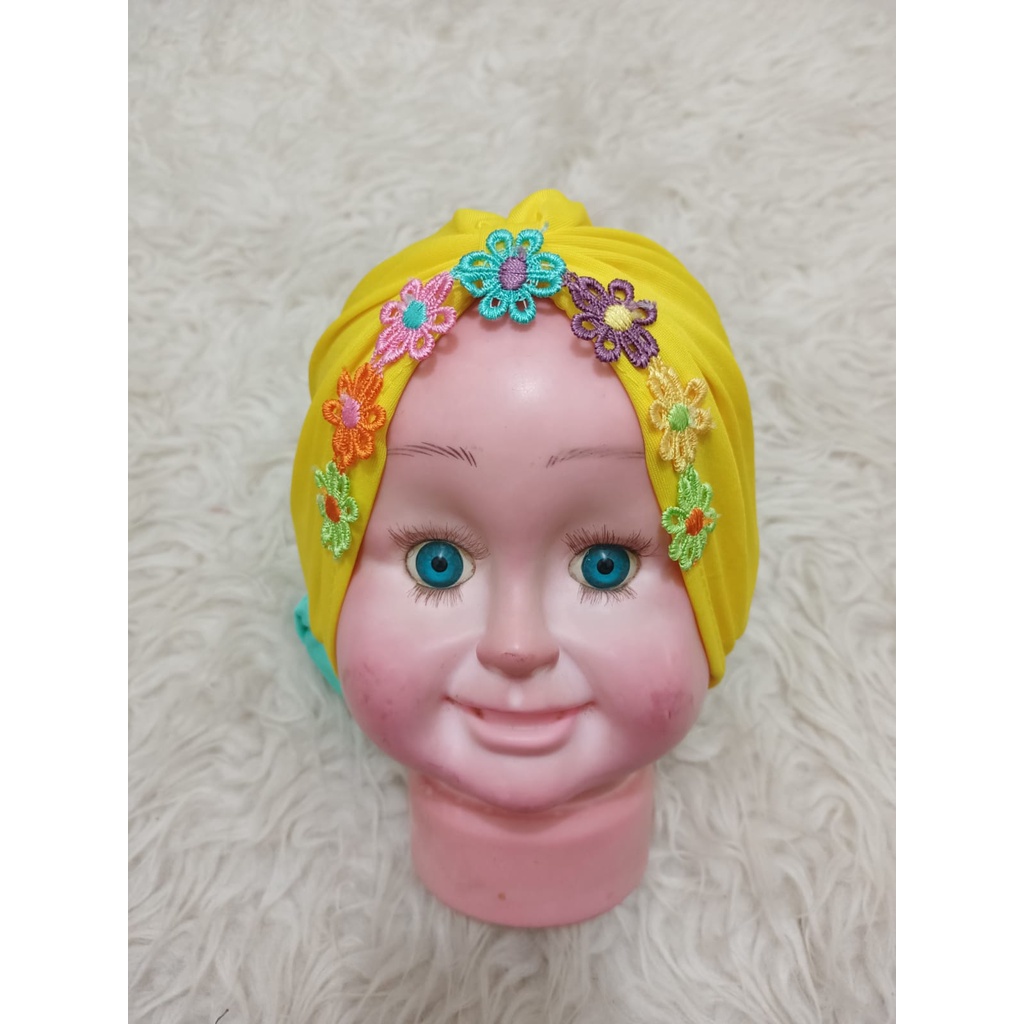 ALFATIH STORE / Turban Baby Renda Bunga / Turban Murah / 5pcs Mix warna