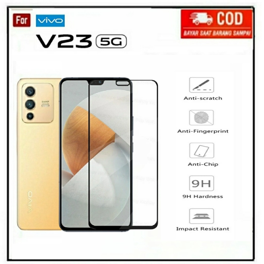 3IN1 TEMPERED GLASS VIVO V23 5G TG LAYAR ANTIGORES KACA FULL COVER