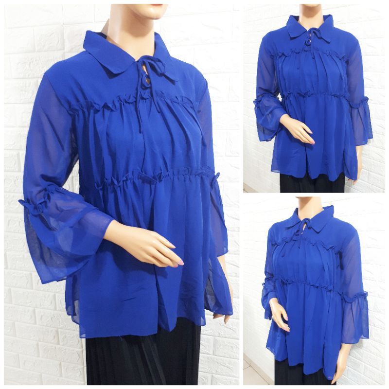 BLOUSE / ATASAN / PAKAIAN / WANITA / CEWEK / CHIFFON / SIFON / JUMBO / BIG SIZE
