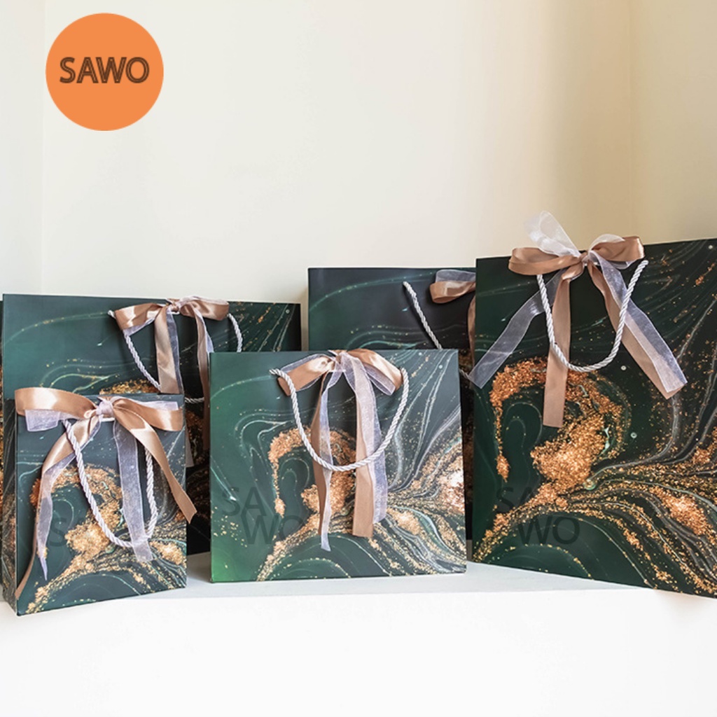 

Emerald Green Paper Bag Kantong Marble PIta Bingkisan Hadiah Jumbo