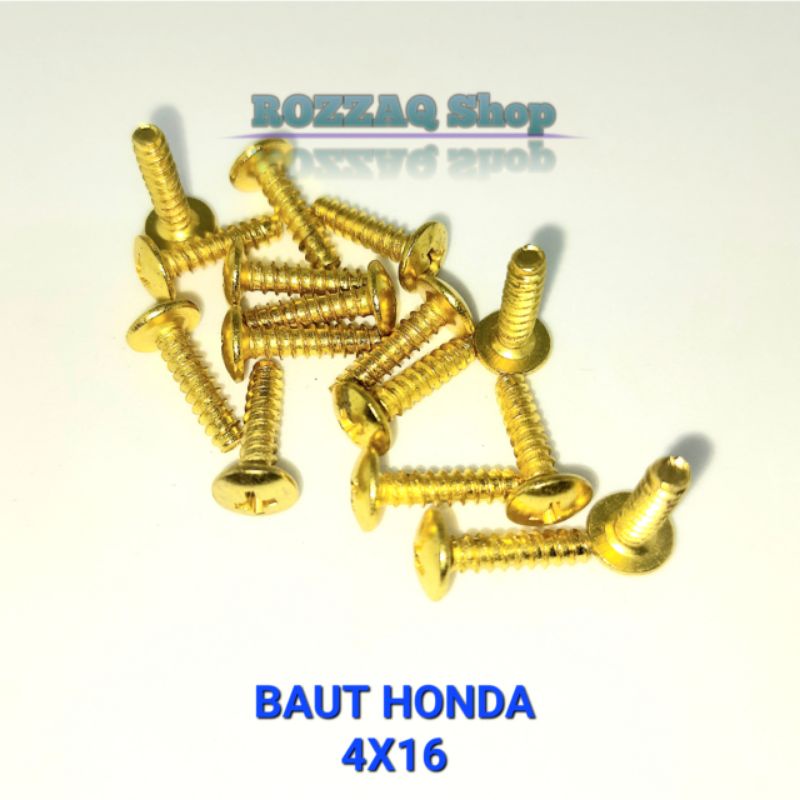 20 PCS BAUT EMAS BAUT BODY HONDA 4X16 BAUT SKERUP SEKERUP BODY MOTOR HONDA MATIC VARIO BEAT SCOOPY UKURAN M4X16