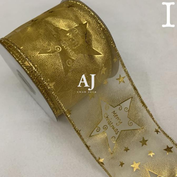 

PITA KADO NATAL MOTIF MERRY CHRISTMAS RIBBON 2,75 INCH / 7 CM - MOTIF A HITS