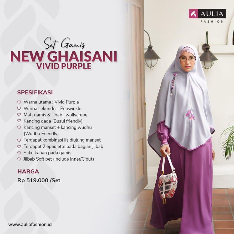 Gamis Aulia set New ghaisani vivid purple