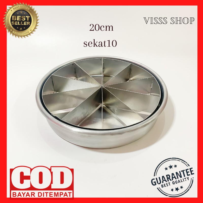 Loyang Brownies Sekat Bulat Pizza 20 Cm Bongkar Pasang Ukuran 6 Sekat 8 Sekat 10 Sekat