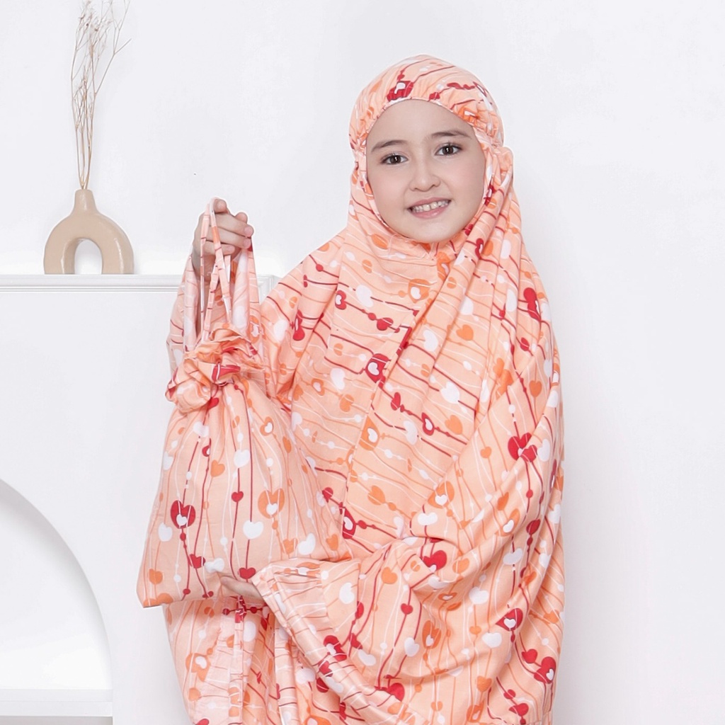 Mukena Anak Rayon Bali Premium Summer Love aksen rempel 5-8th