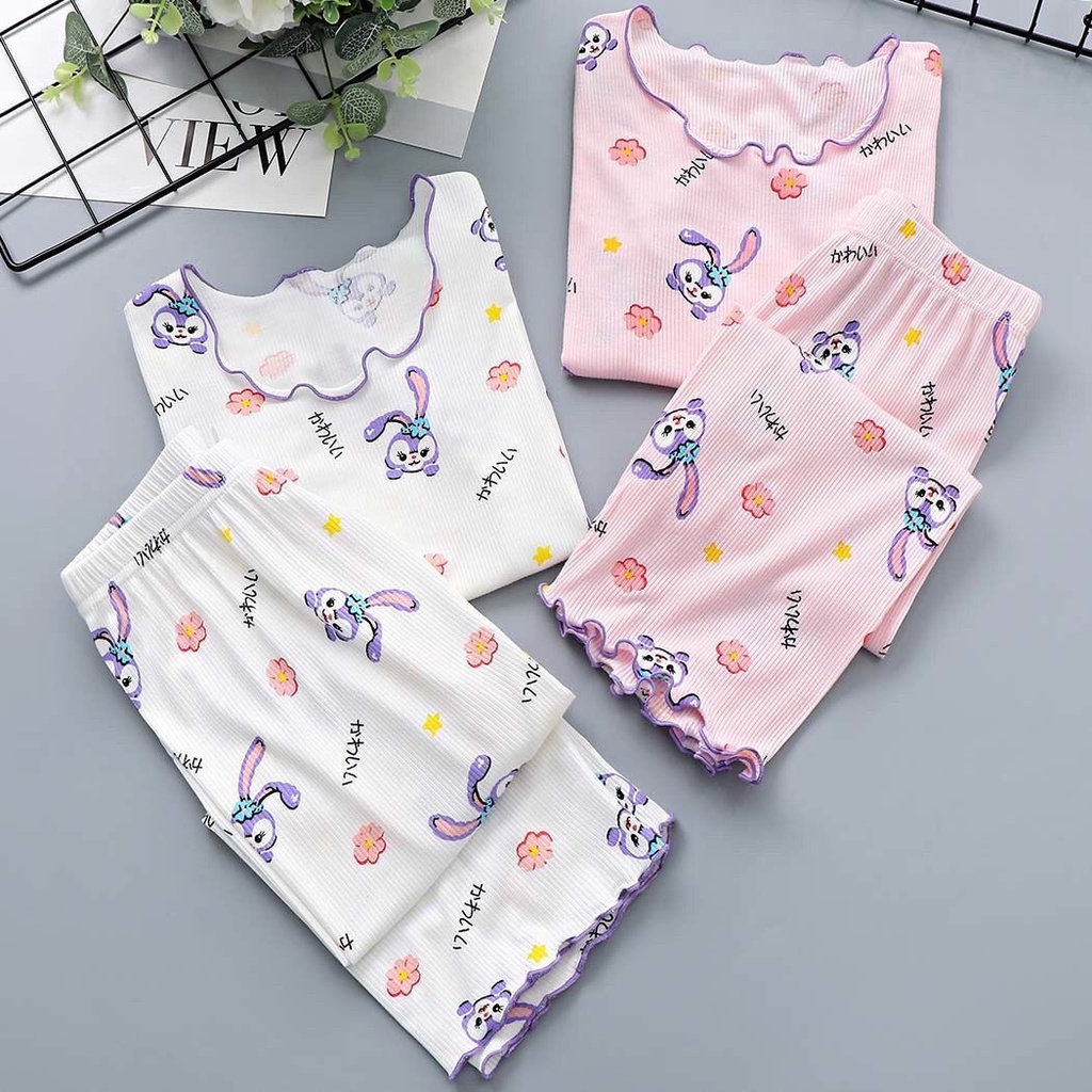 [PRINCESS KESLI] 1-8tahun Piyama Sutra Es Anak Perempuan/Baju Rumah Lengan Pendek Anak/baju tidur anak Baju tidur StellaLou