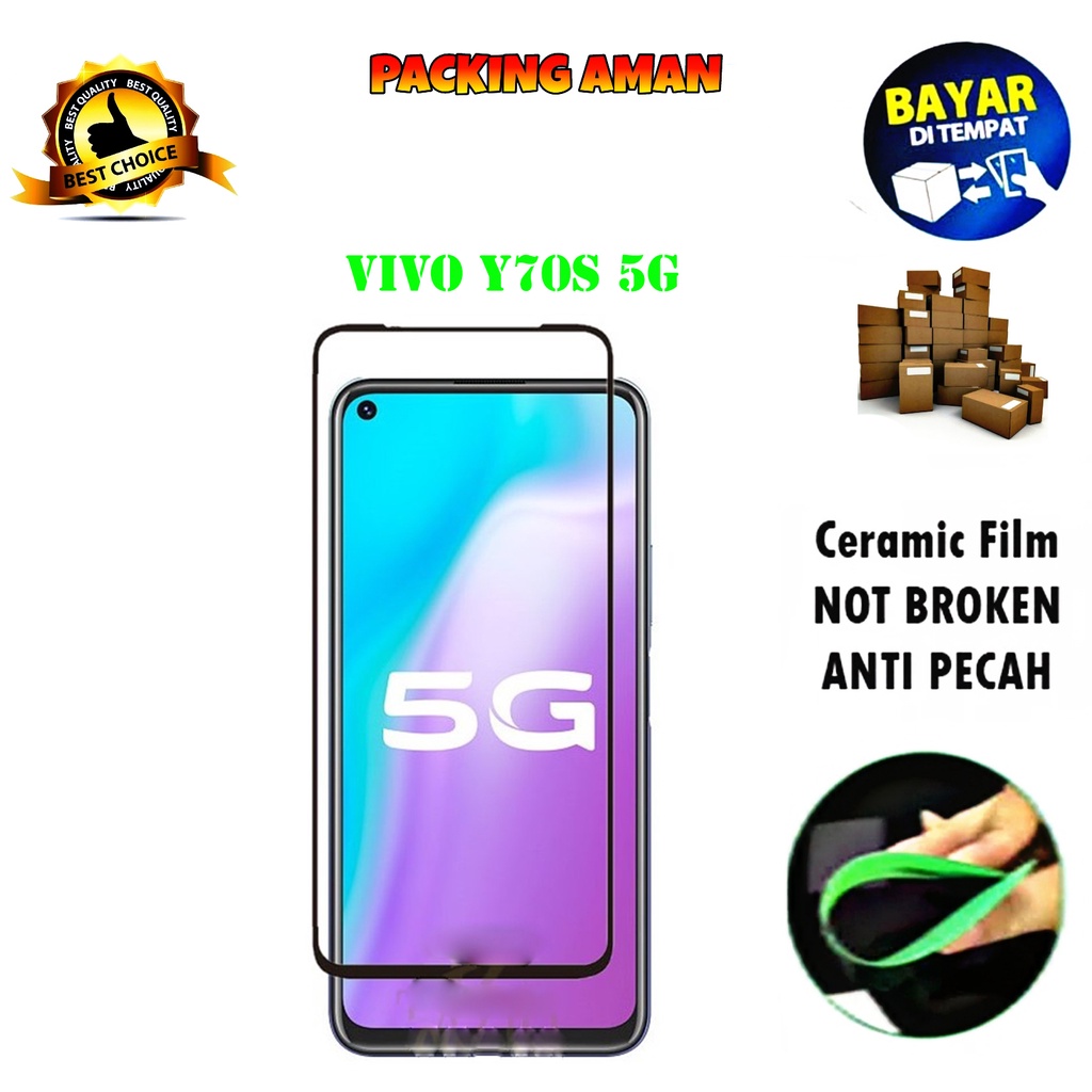 Tempered Glass Vivo Y70s 5G 2020 FULL COVER FULL SCREEN Ceramic Film Anti Gores