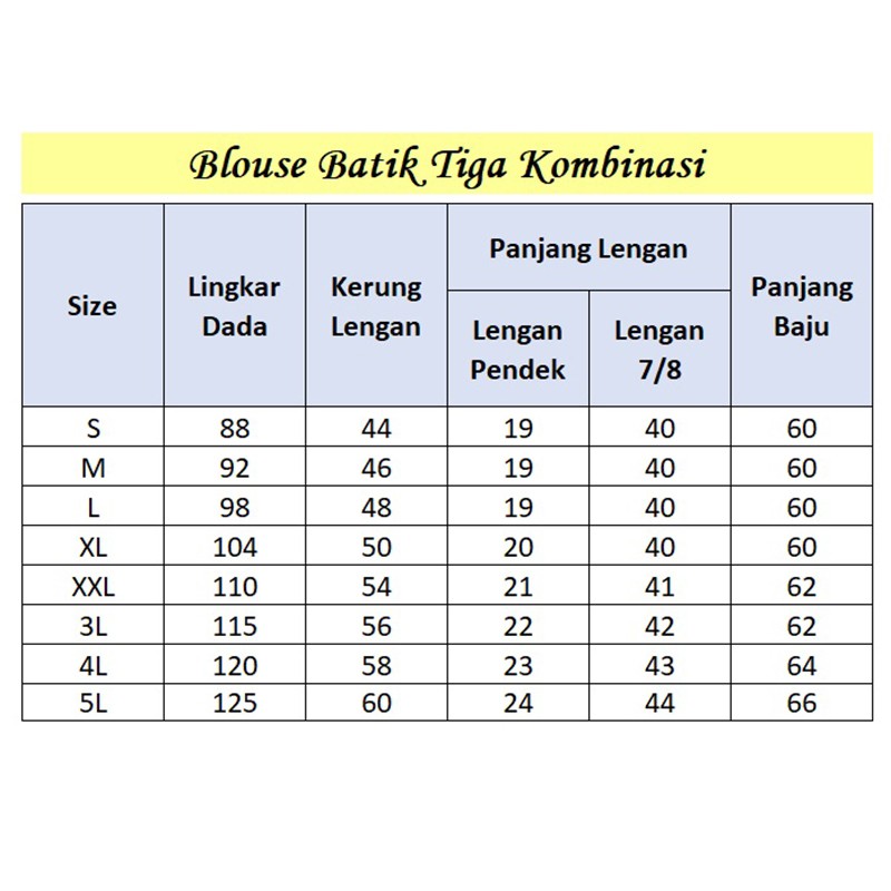 Blouse Batik Wanita Model Tiga Kombinasi - Atasan Batik Wanita - S M L XL 2L 3L 4L 5L-7