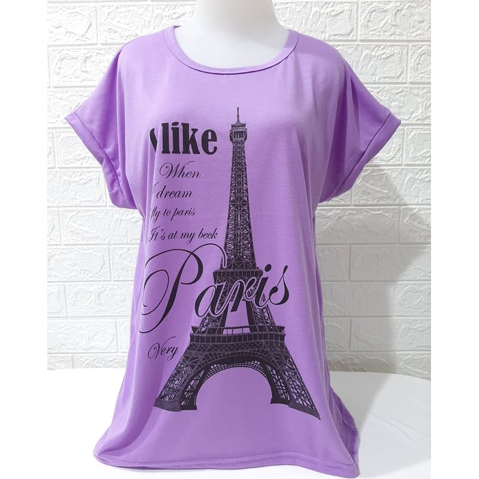 Kaos jumbo motif I LIKE PARIS murah meriah harga grosir