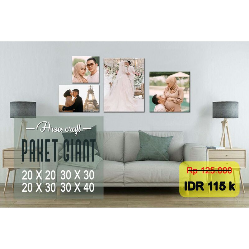 Cetak Foto dan Bingkai 12R & 10Rs/paket hemat 4 pcs foto / photowall bingkai kayu