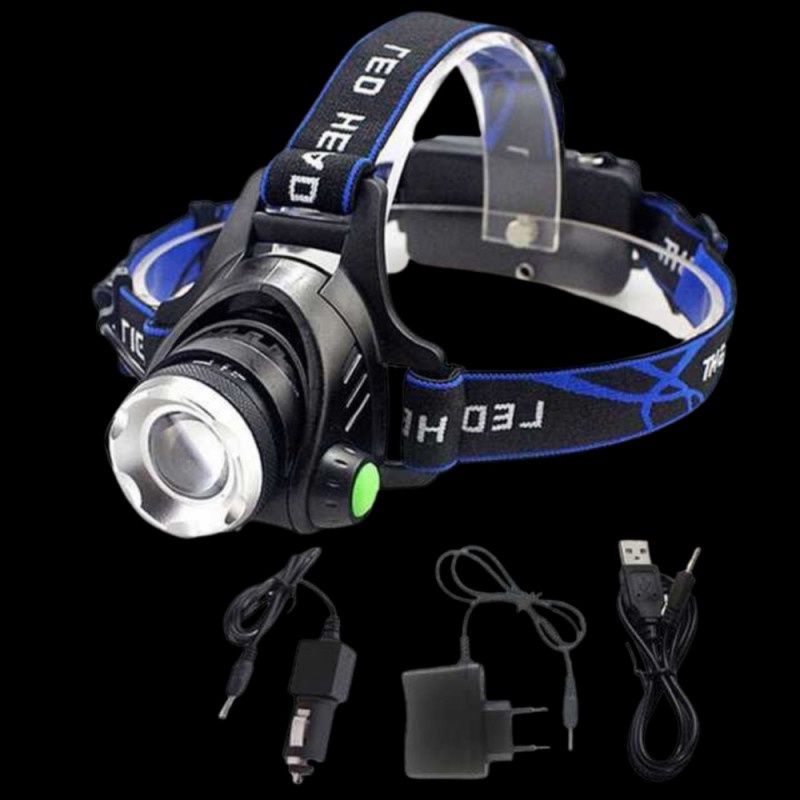 Jual TaffLED High Power Headlamp LED Cree XML T6  Charger - 568D Hitam