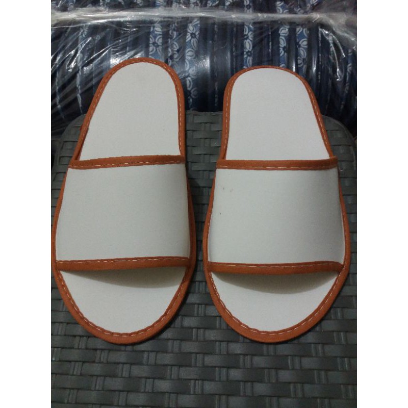 COSTUM SABLON SANDAL LANTAI /HOTEL # SLIPPERS SEPOND 4 ML MIN ORDER 100 PASANG-List coklat