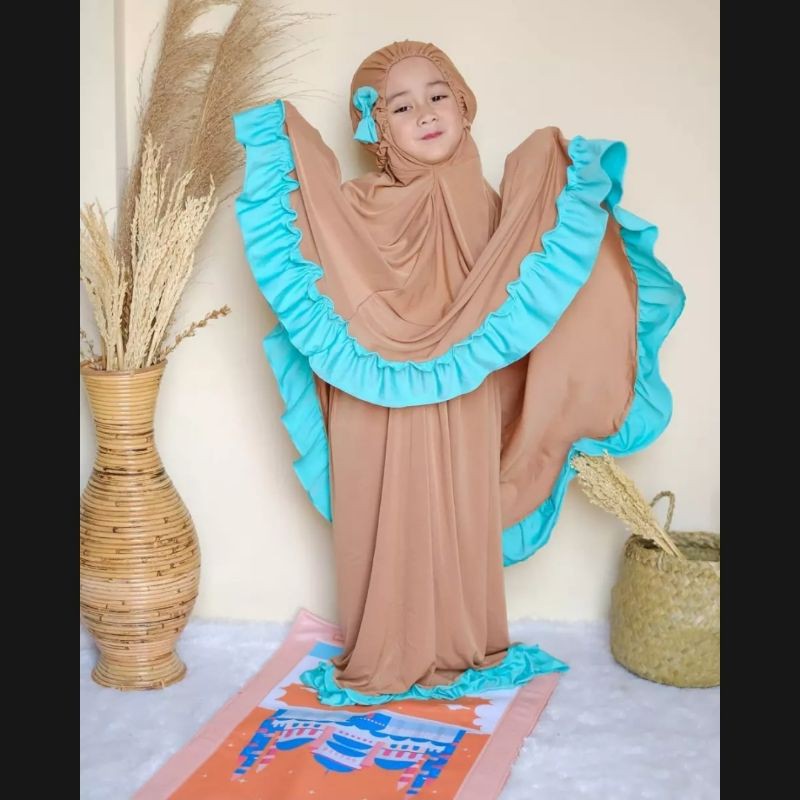 Mukena Anak Perempuan Pita Qirani  Usia 3- 6 Tahun | Pakaian Jersey Mukenah Tanggung 4-5 Thn |Mungkena Muslim Sd Lucu |Mekena Bayi Tk Bts Premium