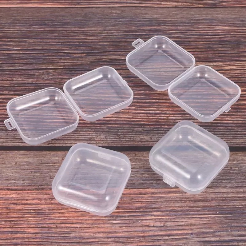 Kotak Mini Transparan Bening Kecil Tempat Penyimpanan Plastik Perhiasan Cincin Anting Obat