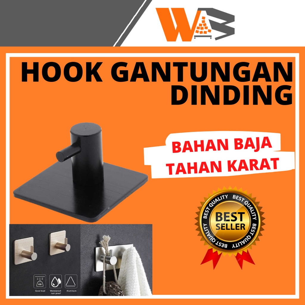 COD Gantungan Tempel Kunci Baju Handuk Baju Bayi Dapur Kunci Motor Mobil Serbaguna Stainless Steel Hitam D10