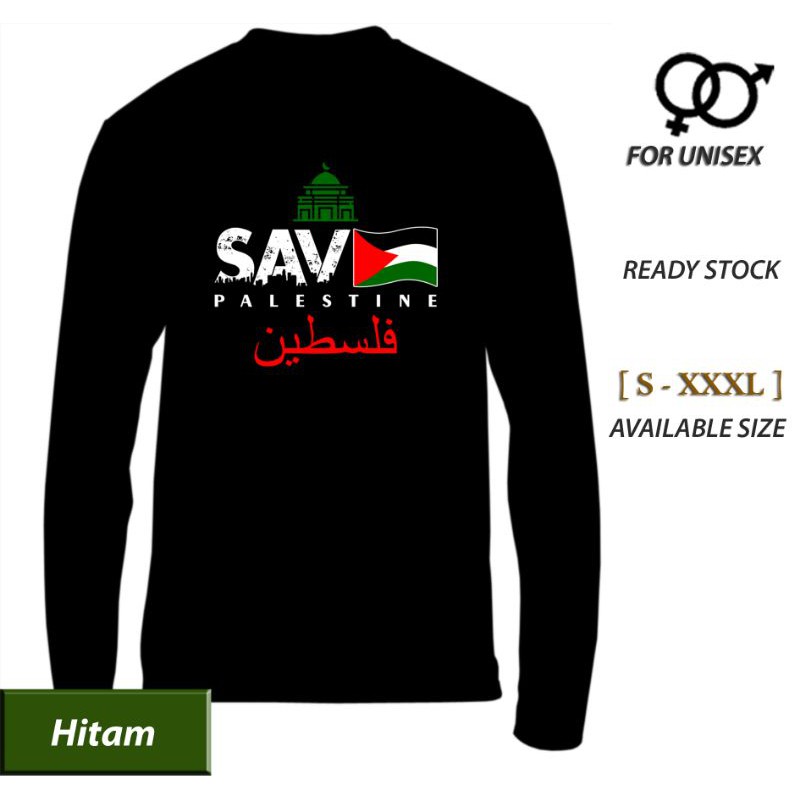 baju save palestine lengan panjang kaos save palestine