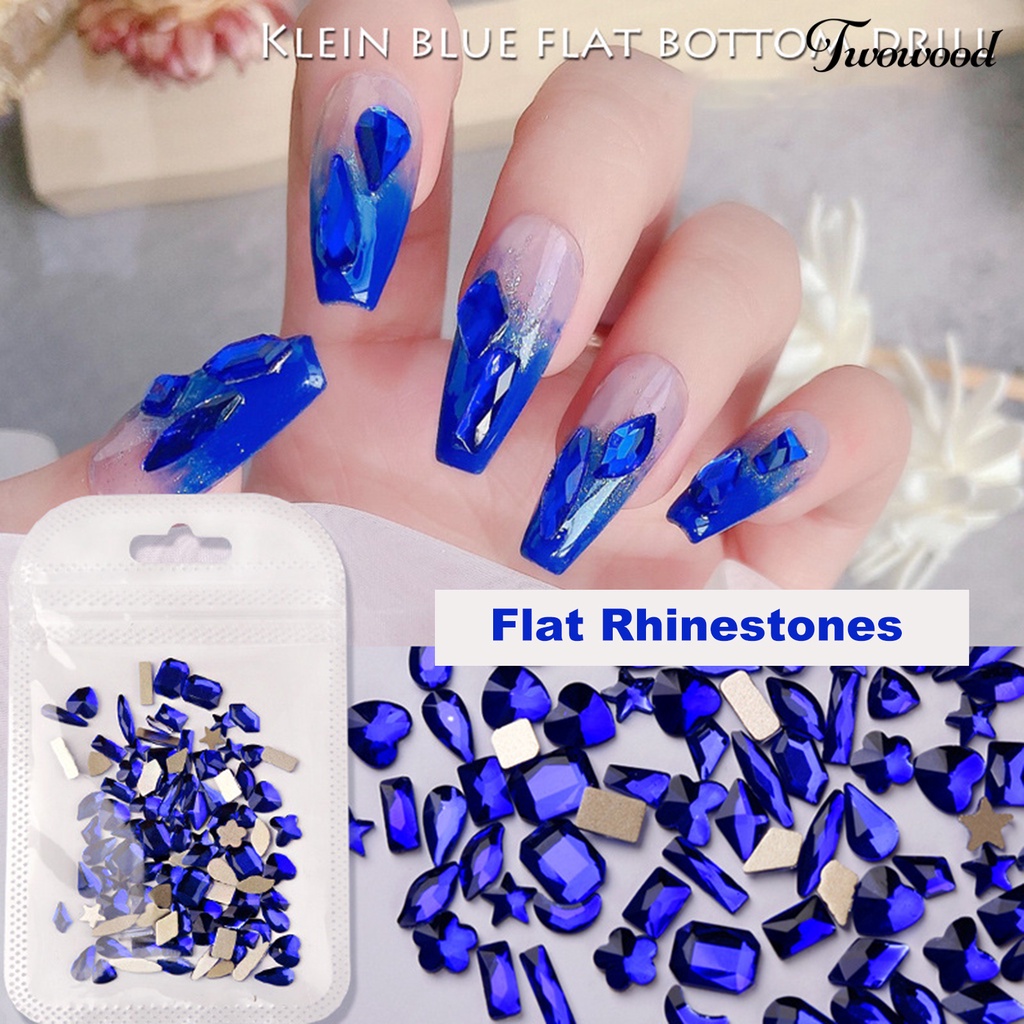 100pcs Stick Kristal Berlian Imitasi 3D Warna Biru Tua Untuk Dekorasi Nail Art