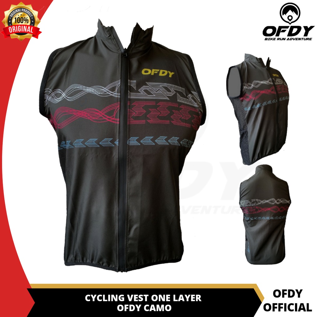 Ofdy Cycling Vest Rompi Sepeda Gowes Pria dan Wanita Motif Ofdy Old Material Polyester Super Thin Me