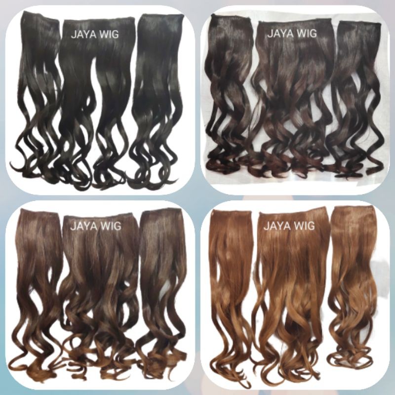 Hair clip Sambungan Rambut Wanita Yang Pake Klip Hair klip Curly 3 Layer Panjang 45cm Dan 60cm