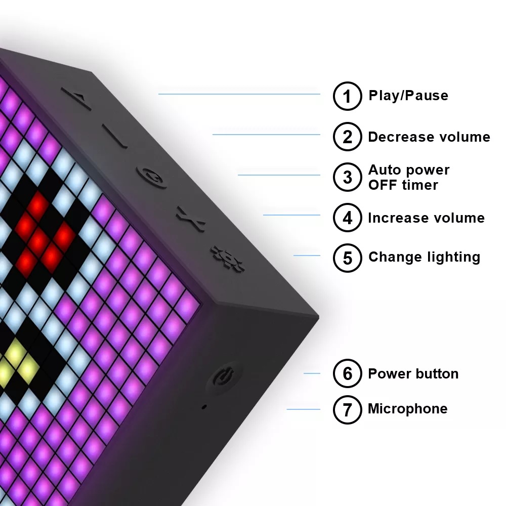 DIVOOM TimeBox-EVO - Portable Bluetooth Speaker Pixel Art LED Display