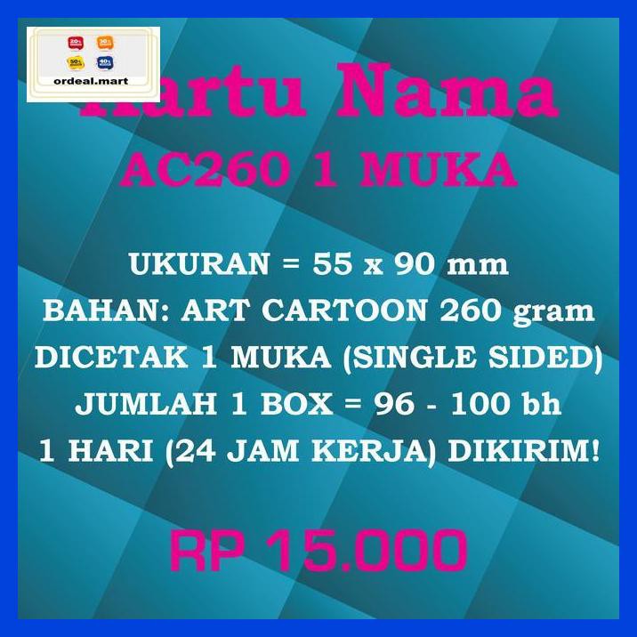 

6Rtiut7- Print Cetak Kartu Nama Bahan Ap260 1 Muka 5Ea5W5-