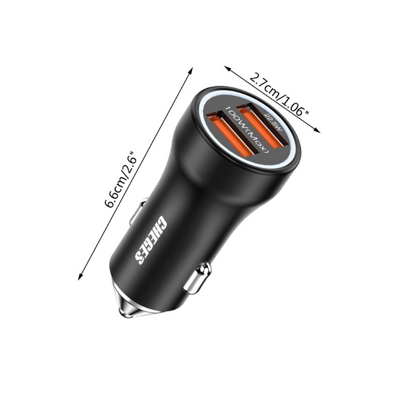 Zzz Adapter Charger Mobil Dual USB 100W 12-24V Fast Charging Untuk Note 20 / 10 S21 / 20 / 10 14 Pro Max 13 12 11