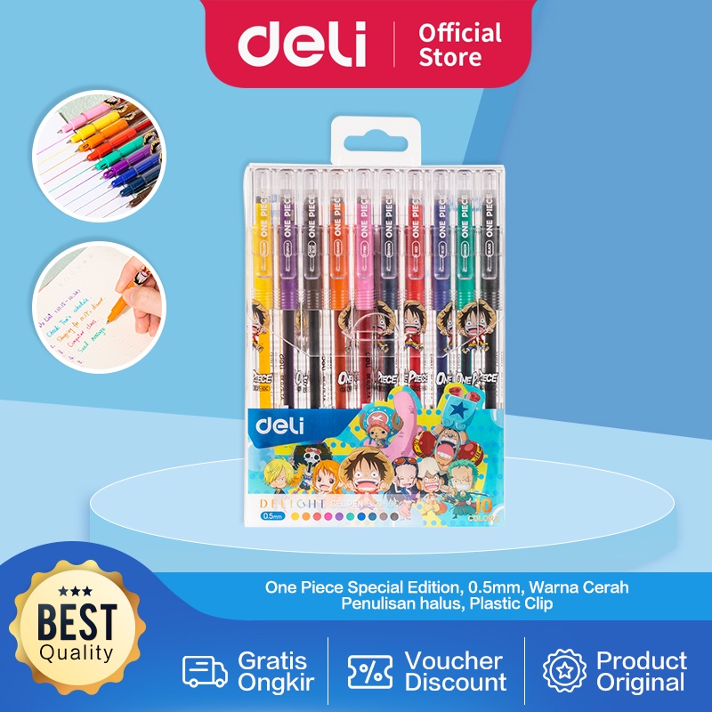 

Deli Color Gel Pen / Pulpen Gel Warna 0.5mm 10 Warna One Piece Penulisan Halus CG121-10C